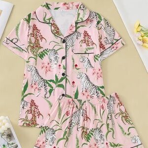 High reviewed Two piece women's pink pajamas set